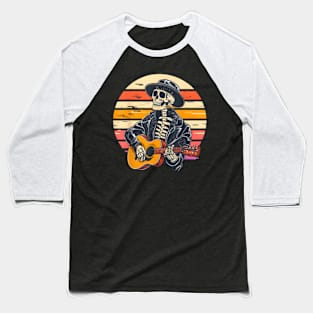 Skeleton Playing Guitar Baseball T-Shirt